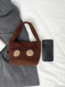 兒童可愛便攜式毛絨動物兔/熊卡通肩袋,休閒風格