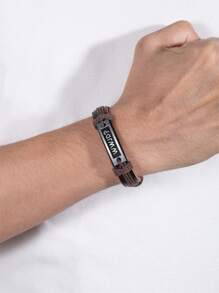 1入組wwjd(會做什麼)pu皮質手鍊-給男友的激勵引言手鍊禮物 - 彩色 - 查看 4