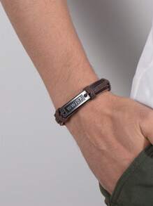 1入組wwjd(會做什麼)pu皮質手鍊-給男友的激勵引言手鍊禮物 - 彩色 - 查看 2