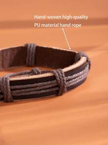 1入組wwjd(會做什麼)pu皮質手鍊-給男友的激勵引言手鍊禮物 - 彩色 - 查看 8