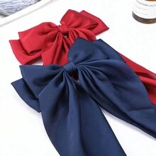 2入組優雅的蝴蝶結和長緞帶髮夾,適合日常穿著,派對,新年禮物