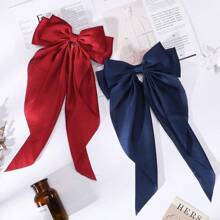 2入組優雅的蝴蝶結和長緞帶髮夾,適合日常穿著,派對,新年禮物