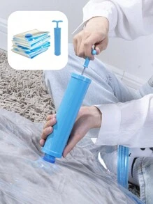 3个60cm * 80cm真空压缩收纳袋带泵，密封搬家袋适用于衣服毛衣毛毯被子家居空间，节省旅行整理空间，居家宿舍返校大学必备旅行收纳袋学生包套装衣物收纳盒衣柜收纳容器大容量收纳箱适用于卧室，可装毛毯床上用品棉被枕头玩具学校用品包 - 無色 - 查看 2