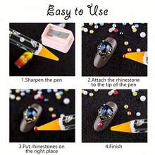 美甲套装 6 件指甲水晶钻 3D 点钻笔胶指甲闪光钻平背工艺品美甲服装鞋包（12 片混合形状）