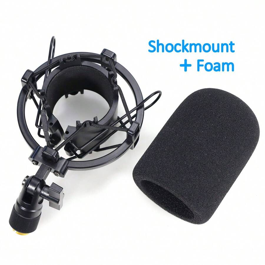 AT2020 Shock Mount with Pop Filter - Foam Windscreen with Microphone ...