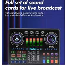 包括48v聲卡麥克風,rgb彩色燈和剪刀臂架的直播聲卡設備套裝 - 金色 - 查看 5