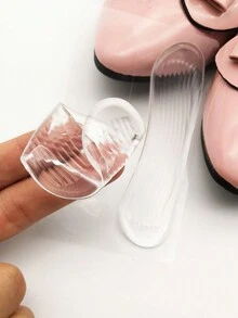 2 件/套矽膠鞋跟墊插入物,波浪形和月牙形後跟墊,適用於高跟鞋和涼鞋,透明 - 無色 - 查看 5