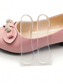 2 件/套矽膠鞋跟墊插入物,波浪形和月牙形後跟墊,適用於高跟鞋和涼鞋,透明 - 無色 - 查看 2