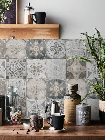 24 件装 - 北欧家居瓷砖自粘墙贴厨房浴室卧室客厅餐厅防水防油防潮装饰瓷砖贴纸墙面翻新地板贴纸家居装饰