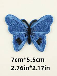 2入組diy自粘式蝴蝶刺繡布補丁 - 藍色 - 查看 2