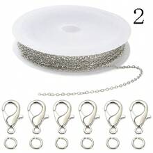 1套diy手鏈和項鍊製作工具包,含鋅合金龍頭扣、黃銅電纜鏈、鐵製跳環、3米銅線、10個鋅合金龍頭鉤、30個鐵製跳環,以及珠織飾品製作所需的diy工具