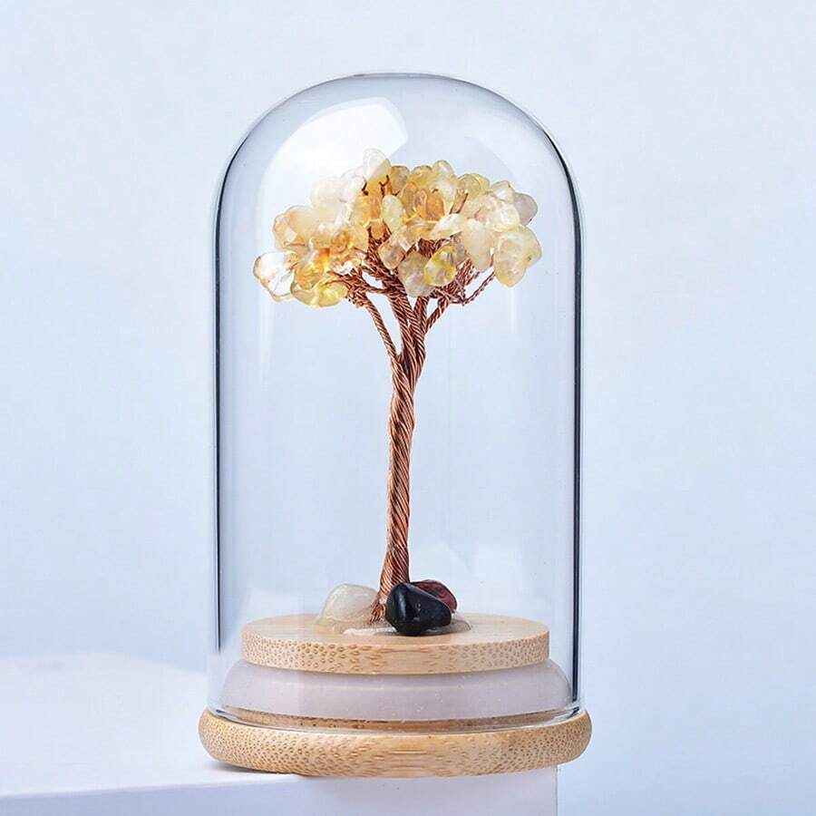 天然晶樹花屋仙靈樹樣本幸運樹康復石聖誕裝飾diy禮品1入組 - 黃色 - 查看 1