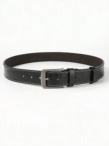 1pc Men's Geometric Embossed Pin Buckle Casual Belt - Black - View 2
