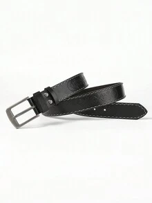 1pc Men's Geometric Embossed Pin Buckle Casual Belt - Black - View 4