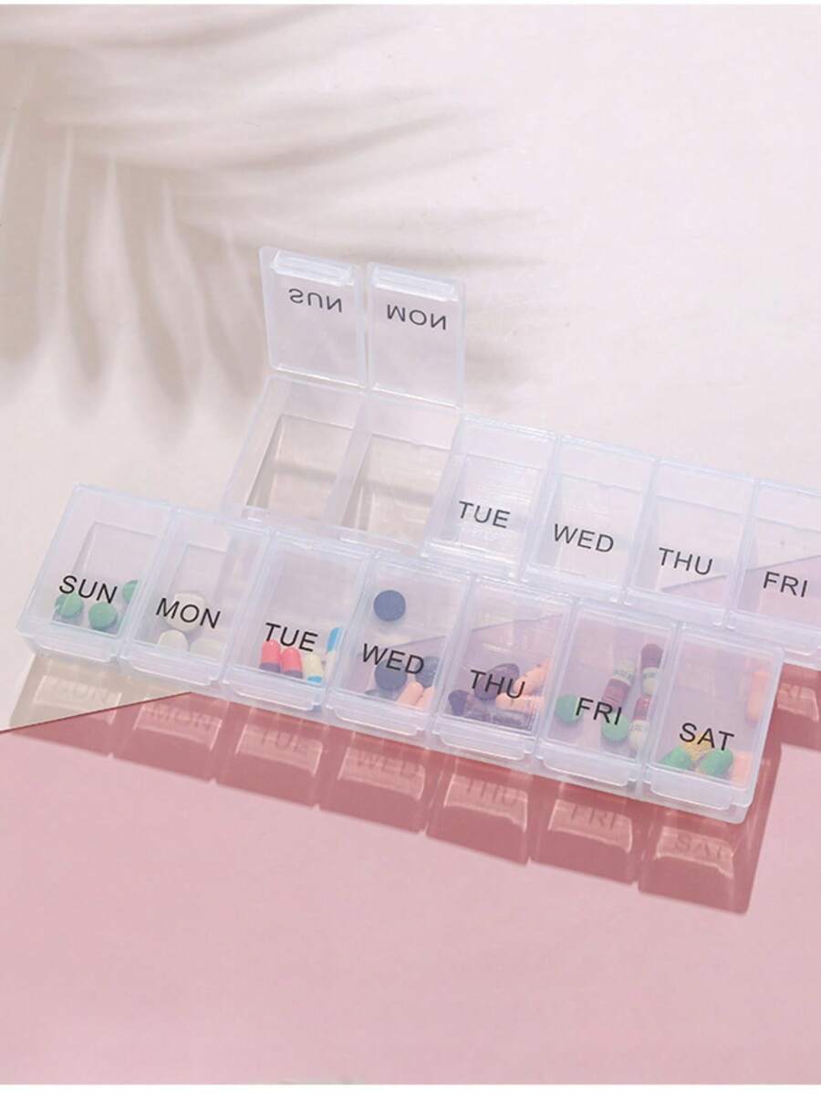 7 Day Pill Organizer, Weekly Pill Case For Pills, Supplements & Vitamins - White - View 1