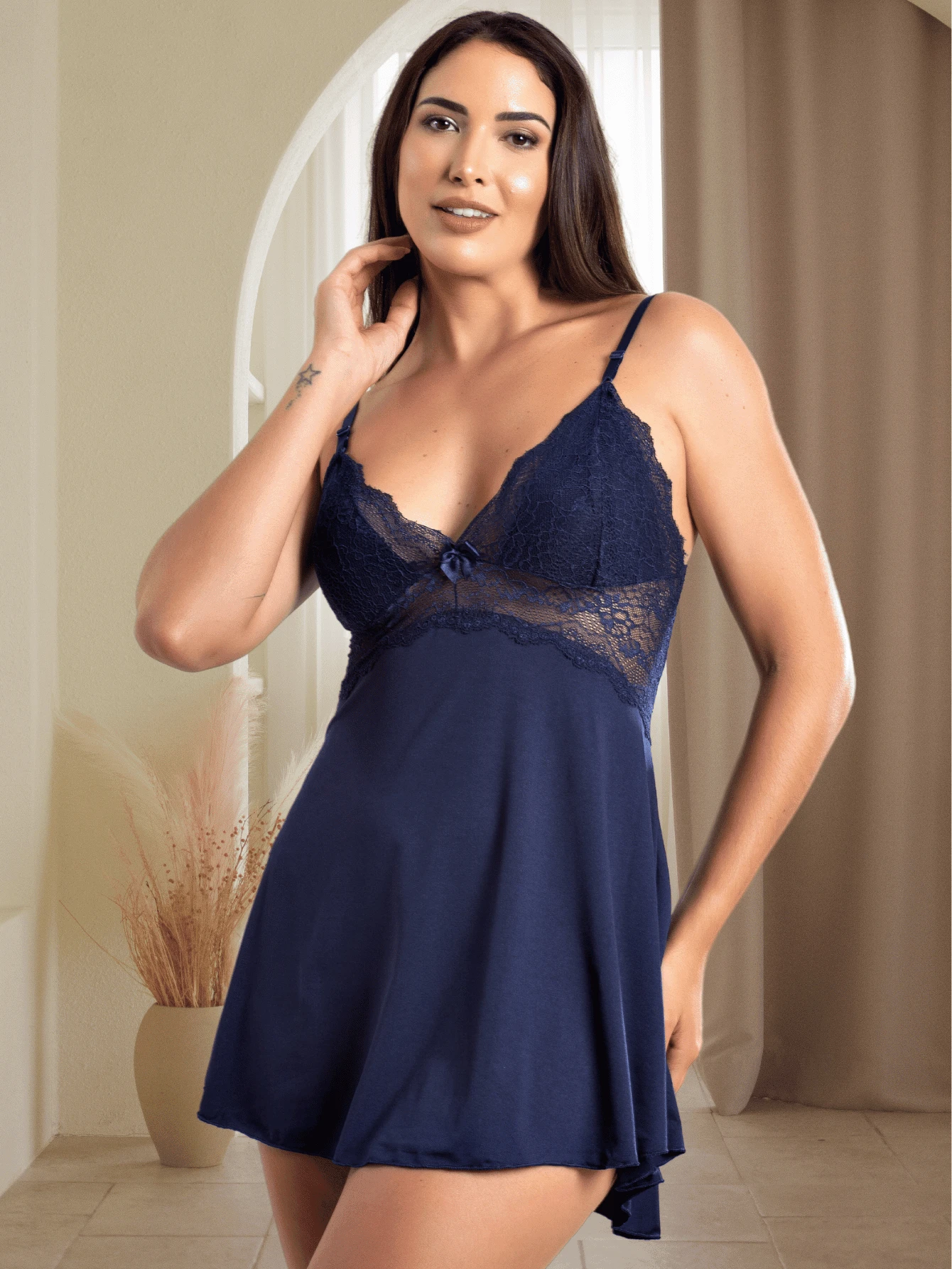 Women Sexy Lingerie Dresses - Navy Blue - View 1