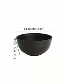 2/6pcs Black Plastic Noodle Bowl (5.8inch*2.8inch) Thickened Large Bowl Anti-Fall And Heat Resistant ,Kitchen,Christmas Gift,School Supplies