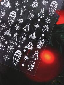 2 Miếng Trắng Con nai sừng tấm Bông tuyết Miếng dán móng tay Crôm hợp kim Ngôi sao Người tuyết Cây thông Keo dán Trượt DIY Nghệ thuật làm Móng Phụ kiện Trang trí Nhắc - trắng - Xem 4