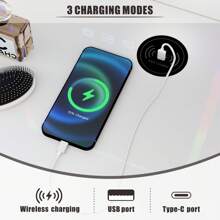 Kasibie Vanity Makeup Table with Mirror: Dressing Table with Lights & Drawers for Girls/Women - Simple Assembly Makeup Vanity Desk with 3 in 1 Charging Station for Bedroom Furniture - Black - View 5