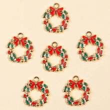 6入組油滴聖誕花環和合金串珠吊墜適用於項鍊手環耳環DIY製作 - 彩色 - 查看 9