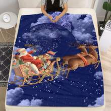 1件印有聖誕老人圖案的絨面絨毛毯,適用於四季均可的沙發毯,空調毯,床上毯 - 彩色 - 查看 2