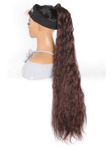 Synthetic 36-inch Strappy Long Curly Corn Wave Ponytail Hair Clip Wrapped Around Brown Hair Extension Ponytail