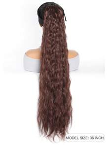 Synthetic 36-inch Strappy Long Curly Corn Wave Ponytail Hair Clip Wrapped Around Brown Hair Extension Ponytail