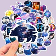50入組星座星空月光塗鴉貼紙,適用於手機、筆記本電腦、行李箱、筆記本裝飾 - 杏色 - 查看 2