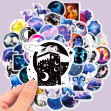 50入組星座星空月光塗鴉貼紙,適用於手機、筆記本電腦、行李箱、筆記本裝飾 - 杏色 - 查看 3