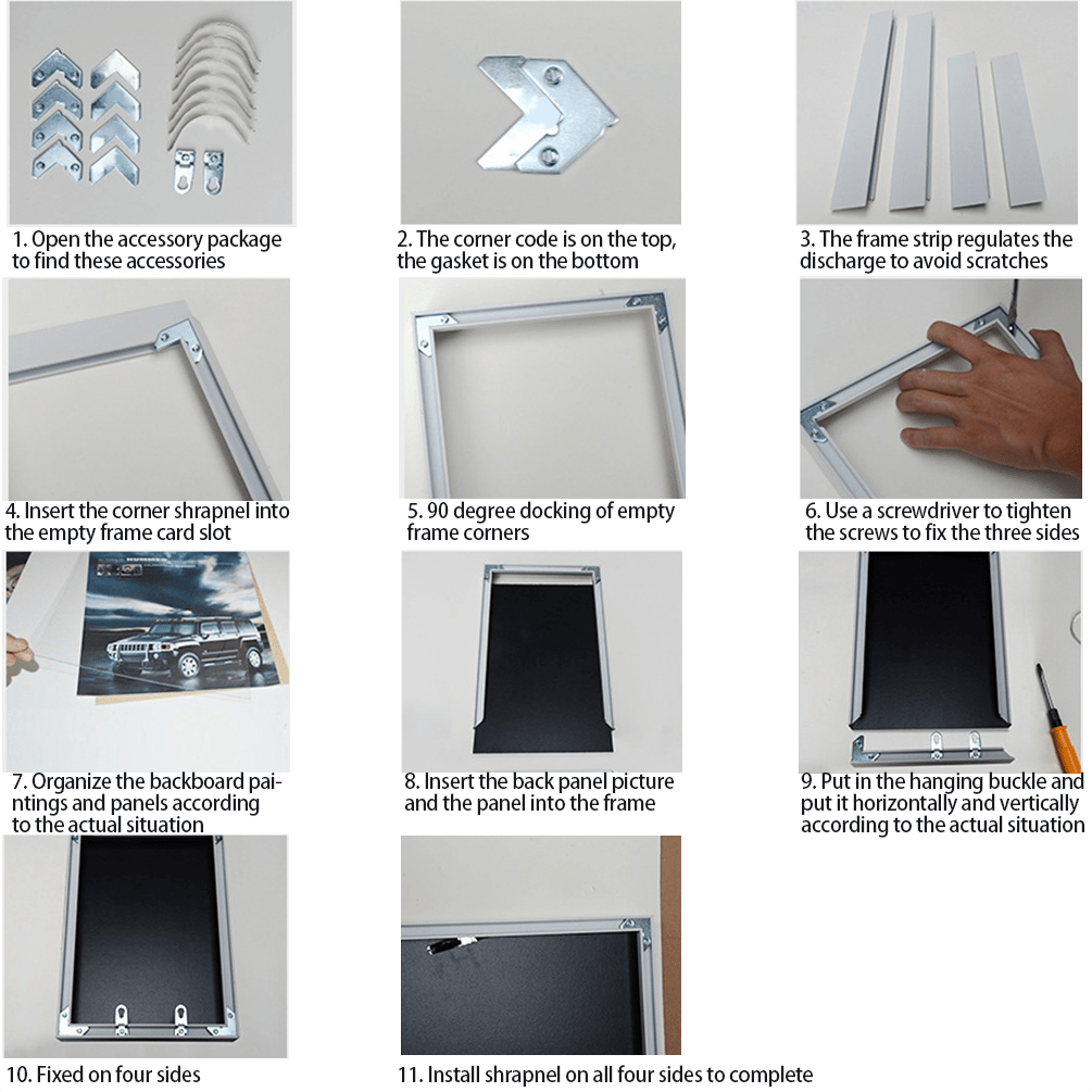 Aluminum Alloy Picture Frame Corner Bracket Fasteners With Screw