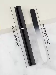 1pc Crystal Glass Nail File, Double Sided Ombre Design Buffer With Abs Case For Manicure Pedicure