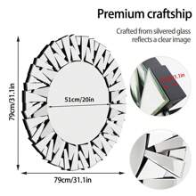 UNHO 80cm Spiegel Rund Dekorative Wandspiegel mit Metall Haken HD Silber Glas Badspiegel für Badezimmer Waschtisch Wohnzimmer Schlafzimmer Eingang Wanddekoration - Silber - Übersicht 10