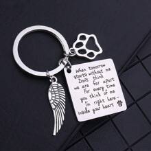 Cánh & Móng mèo Hình dạng Vật rủ xuống Móc chìa khóa Đồ trang trí - Bạc - Xem 1