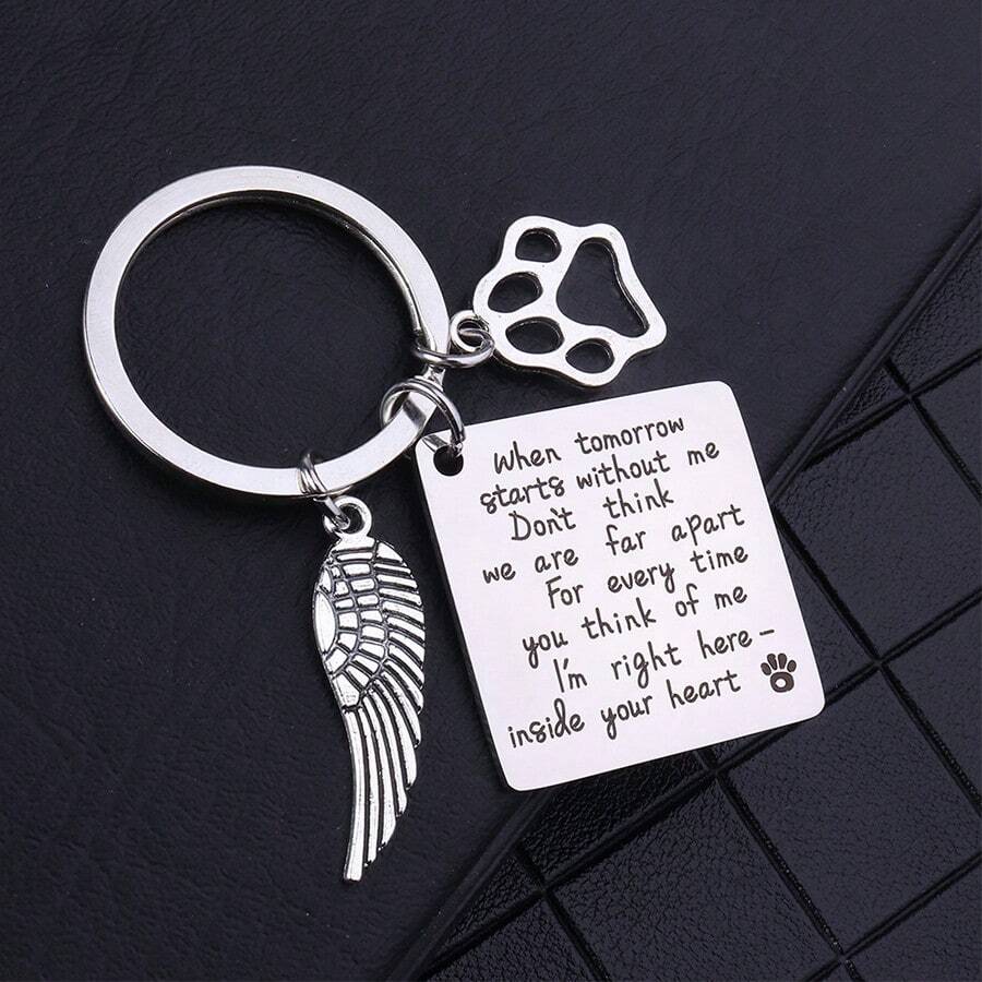 Cánh & Móng mèo Hình dạng Vật rủ xuống Móc chìa khóa Đồ trang trí - Bạc - Xem 1