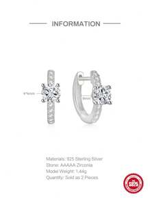 SereneSpark 2入組925純銀環形耳環女性日常精美珠寶,18k鍍金復古極簡,適合作為周年紀念婚禮禮物,訂婚、新娘珠寶飾品 - 銀色 - 查看 2