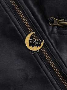 1只黑貓造型月亮胸針,可愛卡通動物徽章,適用於服裝、背包裝飾,男女適用的日常穿著