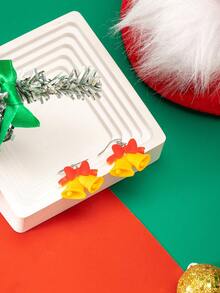 1 对可爱树脂铃铛形耳环，适合女性圣诞节和新年礼物