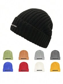 1入組男女皆可使用、柔軟保暖的針織可摺疊冬季無邊滑雪帽 - 白色 - 查看 3