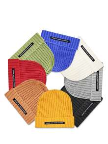 1入組男女皆可使用、柔軟保暖的針織可摺疊冬季無邊滑雪帽 - 白色 - 查看 5