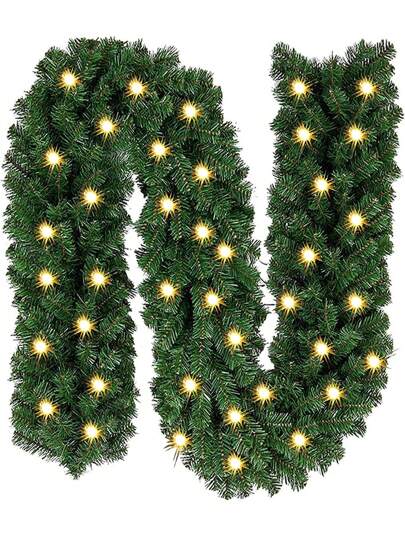 1pc Christmas Garland With LED Lights ,Lighted Garland Christmas,Xmas Garland Mantel Decor Home Decor Christmas Decorations Room Decor