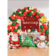 Kit de globos navideños Decoración navideña, globos de Papá Noel, regalo de Navidad - Verde - Ver 1