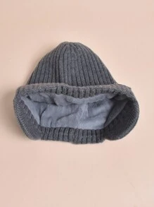 1 件装男士深灰色针织帽，带保暖内衬和护耳功能，户外无檐便帽，适合日常使用 - 深灰色 - 查看 4