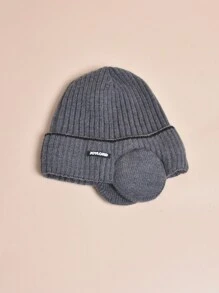 1 件装男士深灰色针织帽，带保暖内衬和护耳功能，户外无檐便帽，适合日常使用 - 深灰色 - 查看 2