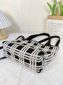 針織心型手提包 2023 早秋新品 簡約時尚手提包,女士休閒單肩包和斜挎包,便攜,高密度針,非常適合聖誕節零食或禮物