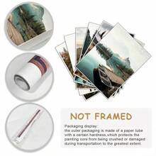 6 件/套自然风景壁画艺术海报、湖船码头鹿壁画、客厅现代卧室墙壁装饰、无框帆布印刷、植物西方家居装饰、房间旅行海报、墙壁装饰、房间装饰美学、房间装饰用品