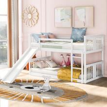Nestfair Twin Over Twin Bunk Bed with Slide and Ladder