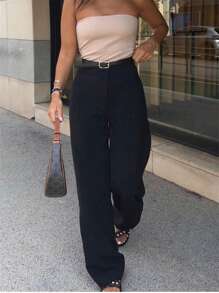 Women Suit Pants - Black - View 1