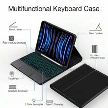 英文背光触控板键盘保护套适用于 iPad Pro 11 英寸 2 代 3 代 4 代 (2018-2022)A1980 A2013 A1934 A1979 A2228 A2068 A2230 A2231 A2377 A2459 A2301 A2460 平板电脑磁分离智能触控板键盘保护套 iPad Air 5 代 4 代 10.9 英寸 A2316 A2324 A2325 A2072 A2588 A2589 A2591 笔槽保护套 - 黑色-英語佈局 - 查看 7