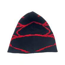 1頂無邊設計男女適用蜘蛛網紋針織帽,適用於秋冬派對 - 紅色 - 查看 5