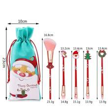 5 pièces Ensemble de pinceaux de maquillage en poils synthétiques avec motif sapin de Noël et Père Noël, cadeau de fête et de nouvel an, outils de beauté, set de pinceaux, kit de pinceaux de maquillage, set de maquillage complet, set de pinceaux de maquillage, kit de maquillage complet, kit de pinceaux, set de pinceaux de maquillage, set cadeau de maquillage, set - Rouge - Voir 2